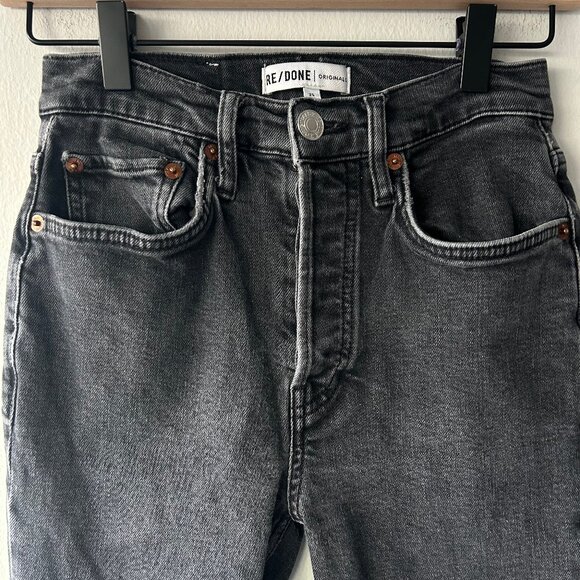 RE/DONE Originals High Rise Crop Skinny Jeans Faded Black Women's Size 25 - Picture 3 of 11